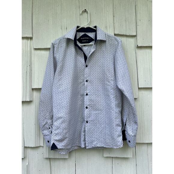 Silverstone Geometric Print Modern Fit Button Up S - Picture 2 of 7